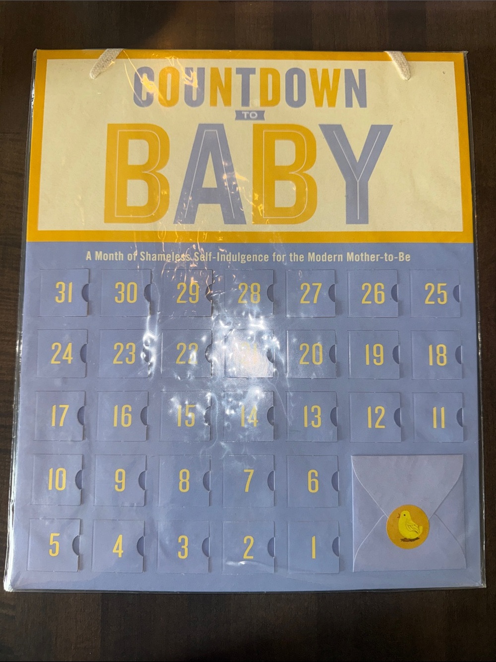 Knock Knock Countdown to Baby Wall Calendar - Yellow & Light Blue